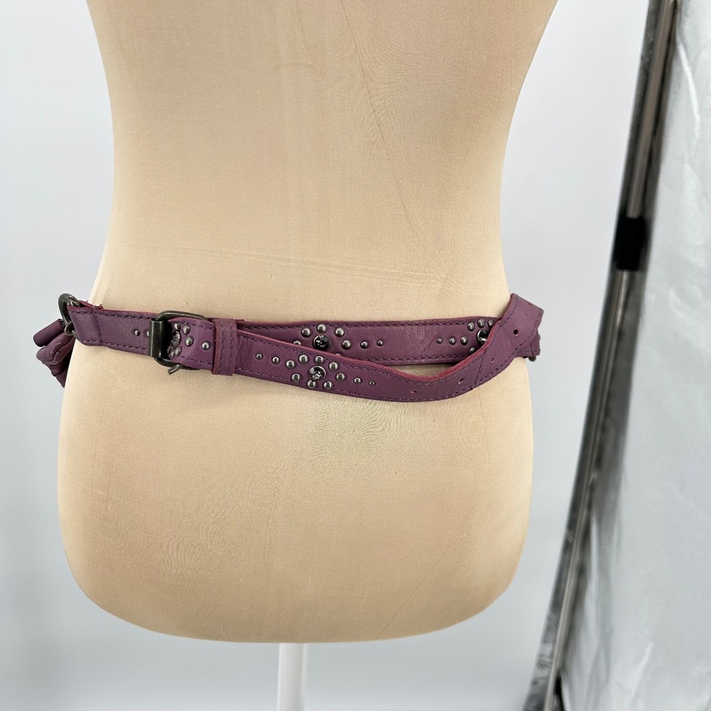 Free People Purple Goat Leather Studded Chain Belt Bag Fanny Pack Womens - Picture 6 of 11